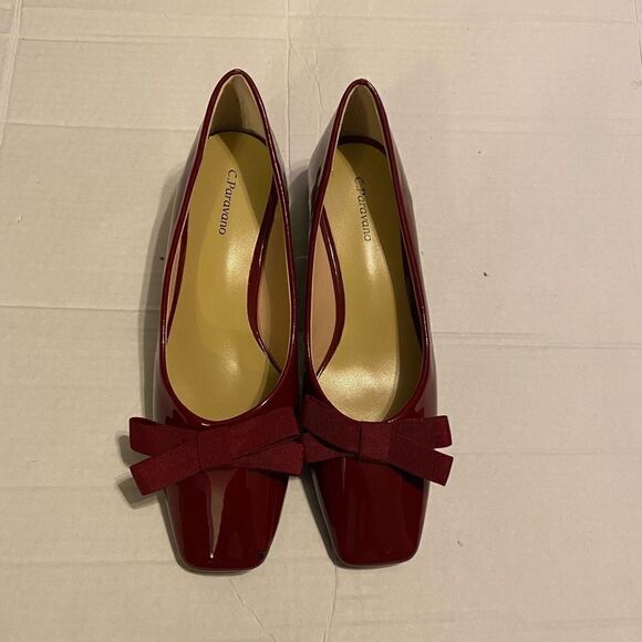 C.PARAVANO Women’s Red Block Heels Size EU 39 US 8 Square Toe Patent Leather New - Picture 12 of 12